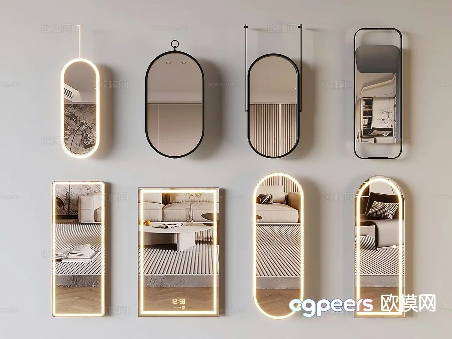 Modern mirror bathroom mirror full length mirror 3d model