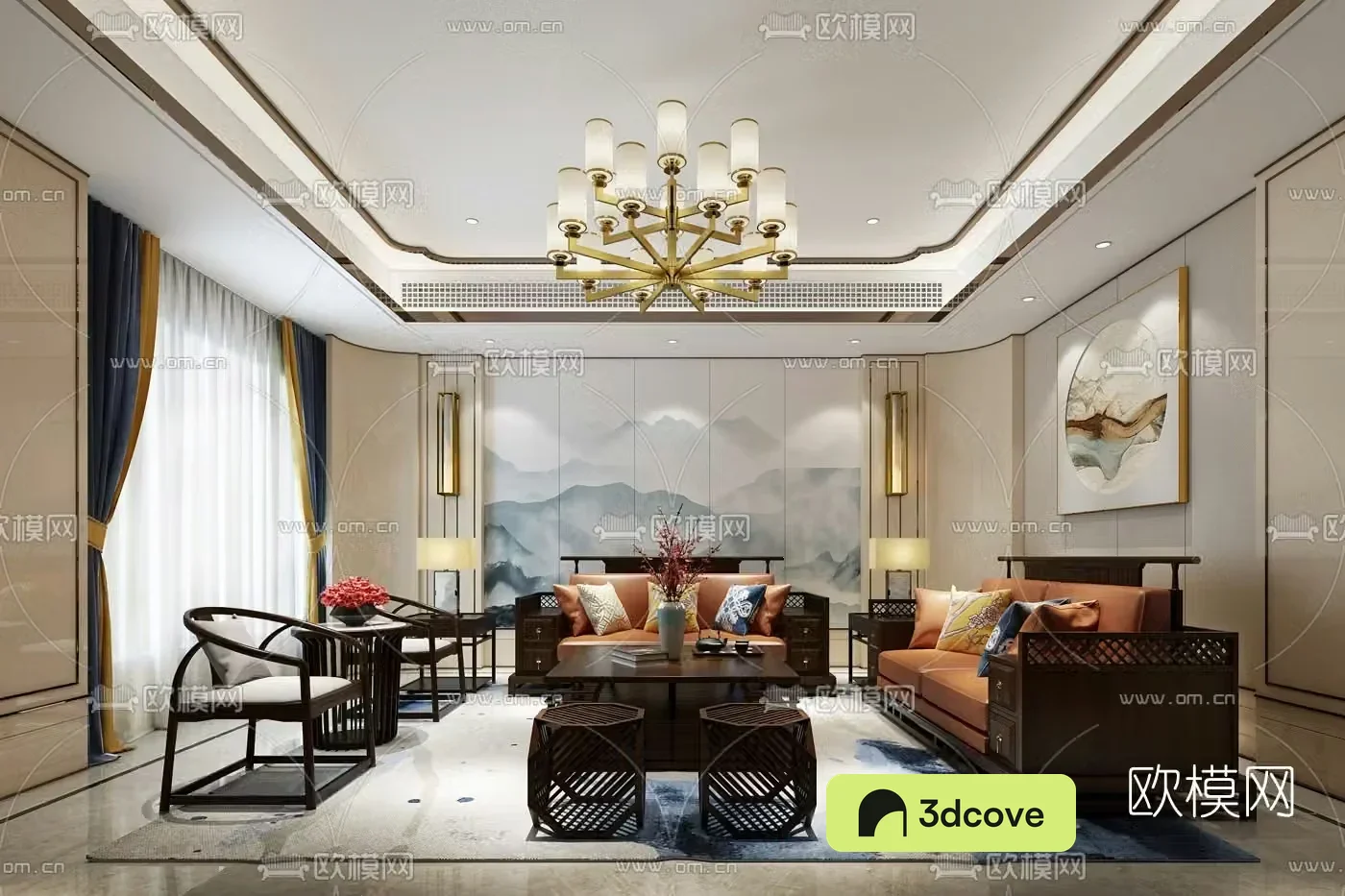 Hu Ge Design New Chinese Living Room