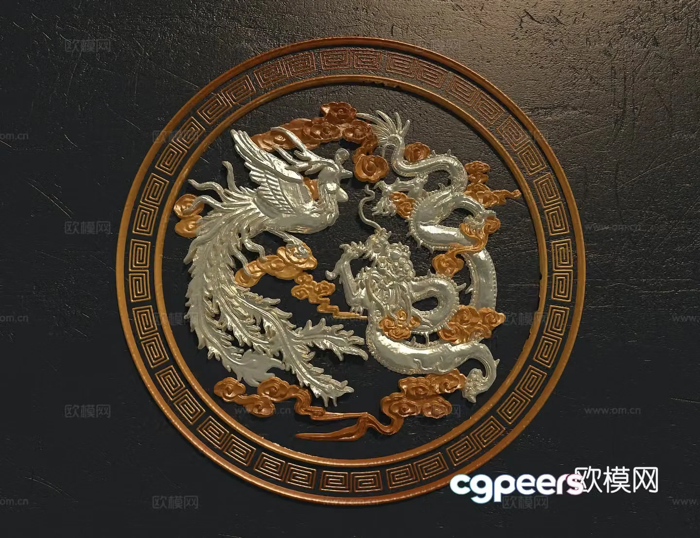 Dragon and Phoenix Relief 3D Model