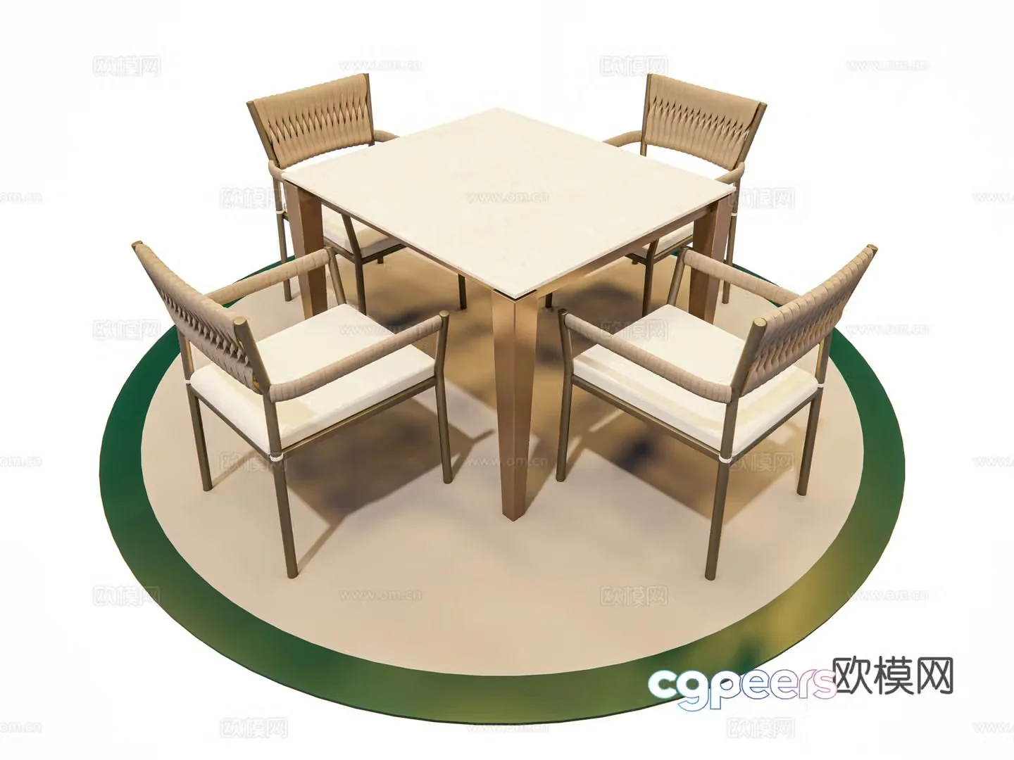 Modern outdoor dining table and chairs 3d model