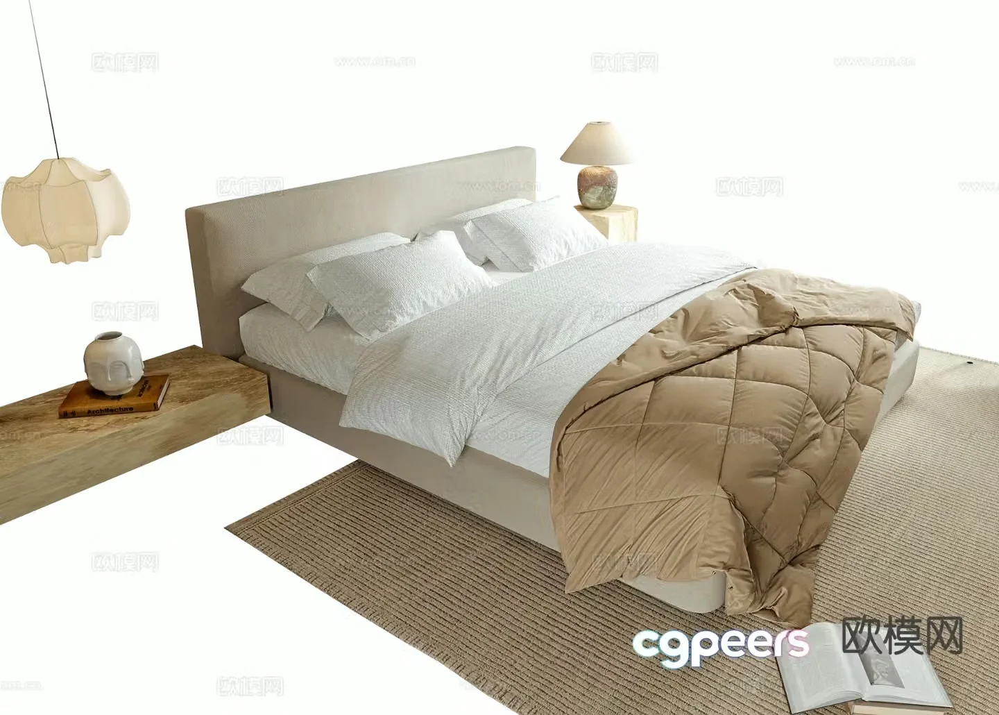 Nordic double bed 3d model