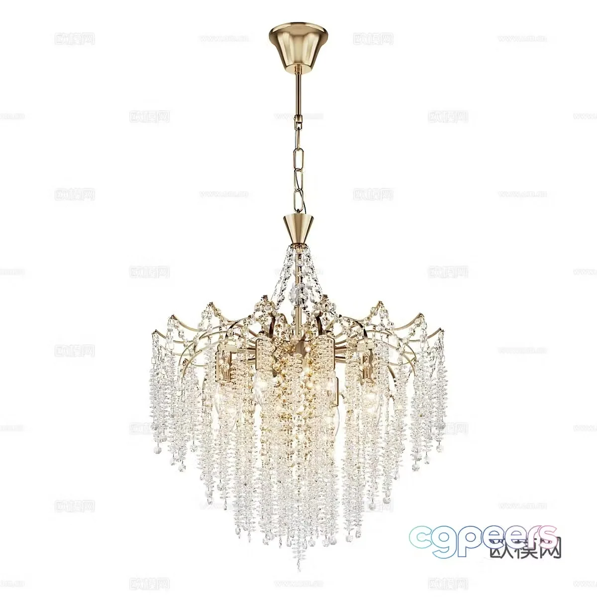 Light luxury crystal chandelier 3d model
