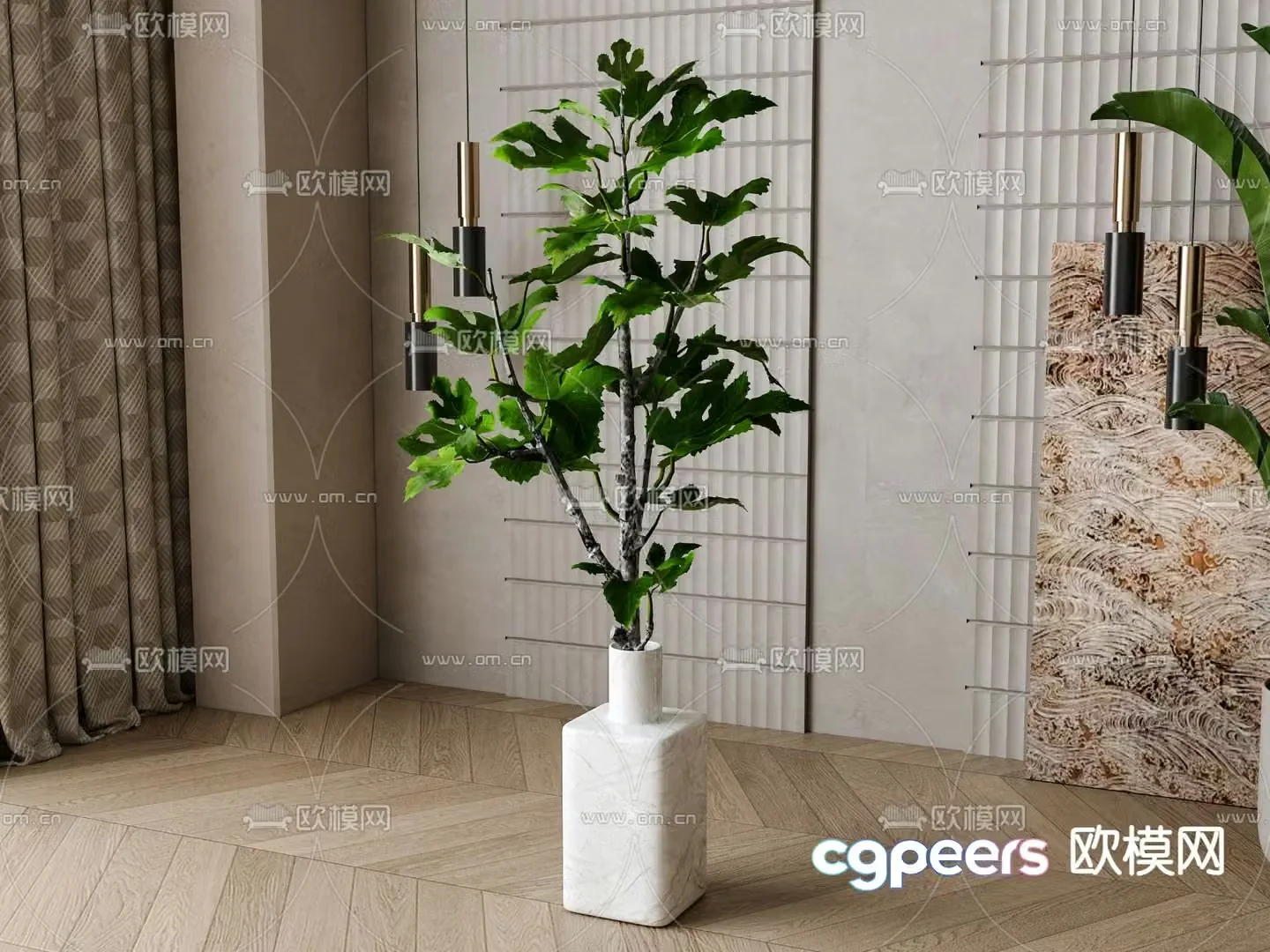 Modern green plant potted 3D model