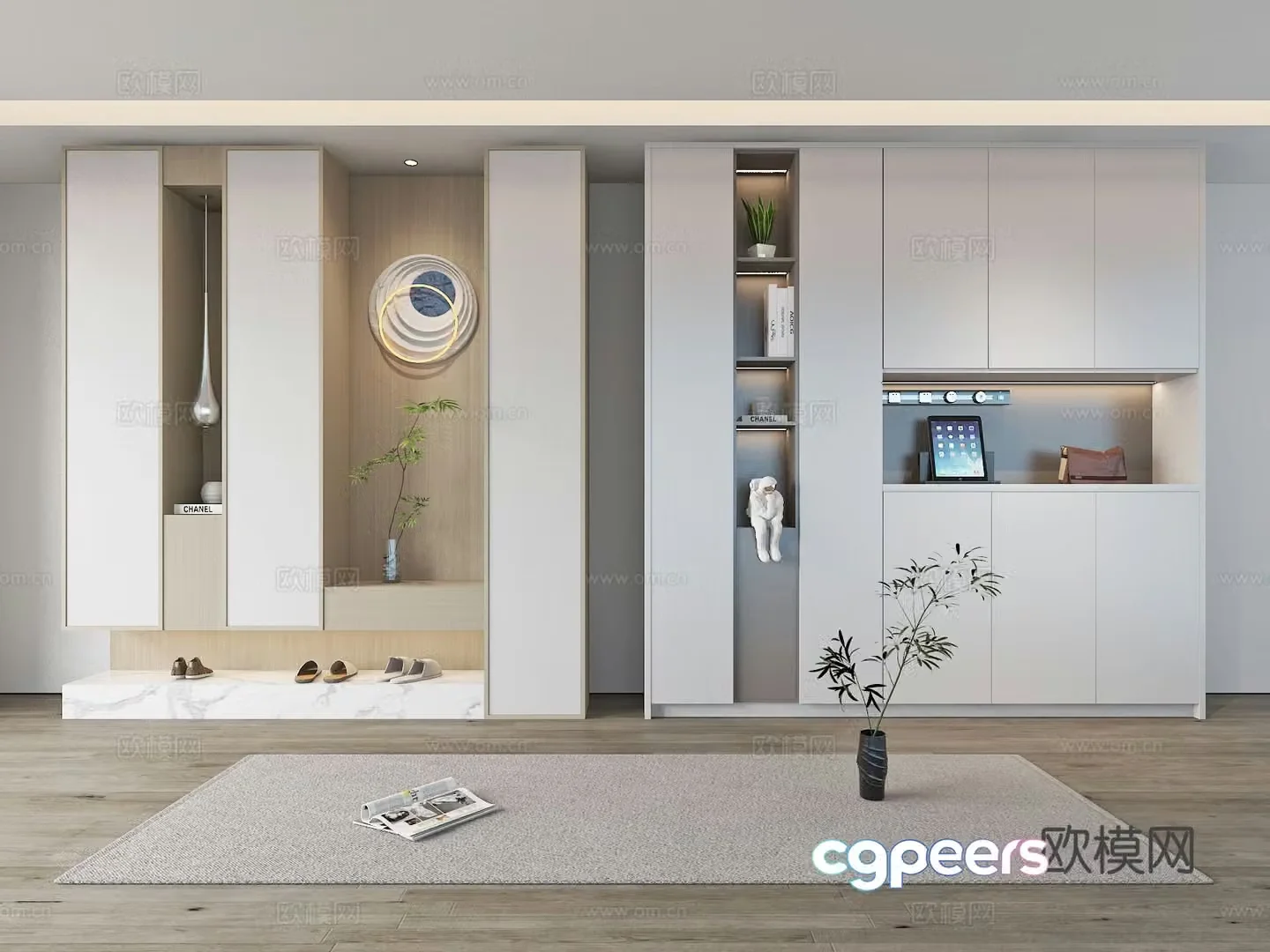 Modern partition shoe cabinet entrance shoe cabinet 3D model