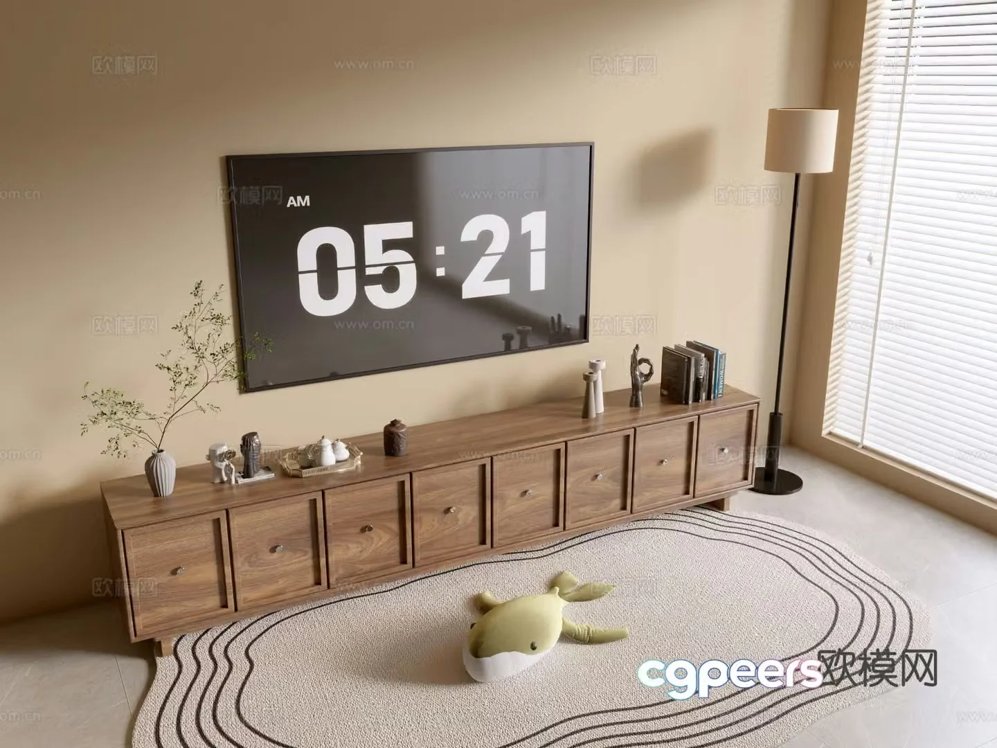 Medieval style TV cabinet wood grain TV cabinet base cabinet 3D model