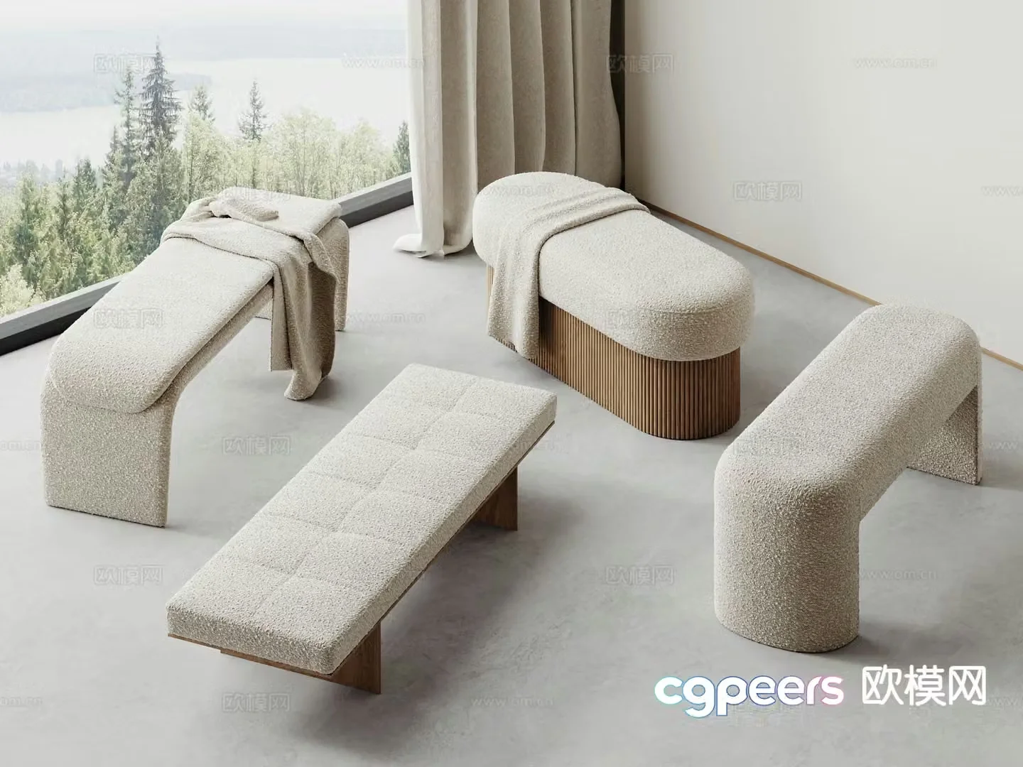 Modern stool sofa stool 3d model