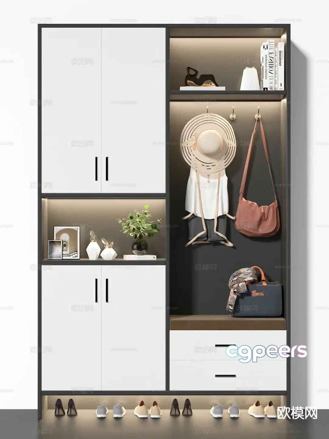 Modern entrance shoe cabinet 3d model
