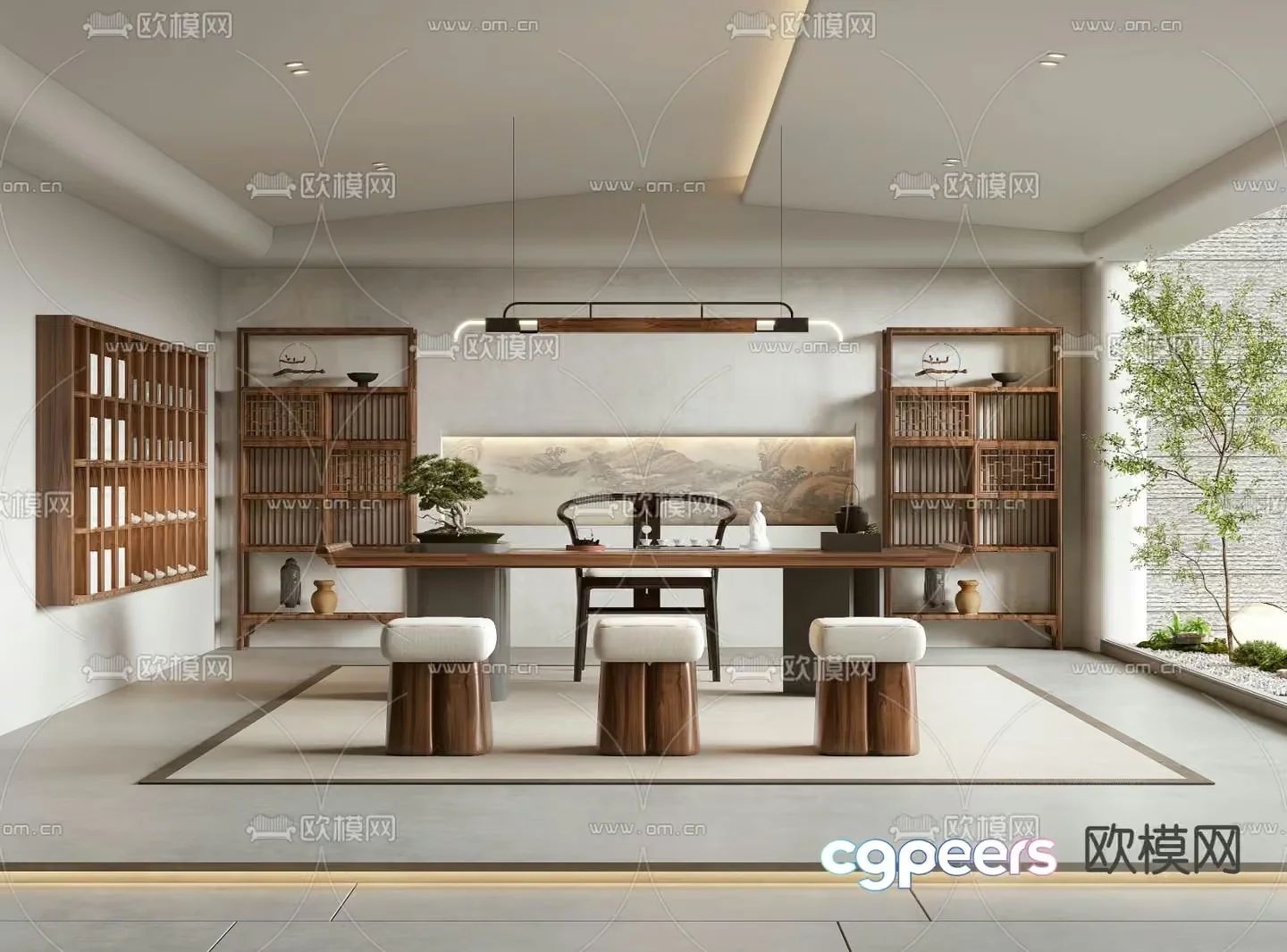 Modern Minimalist Dining Room 3D Model – 14671 – VRAY Render