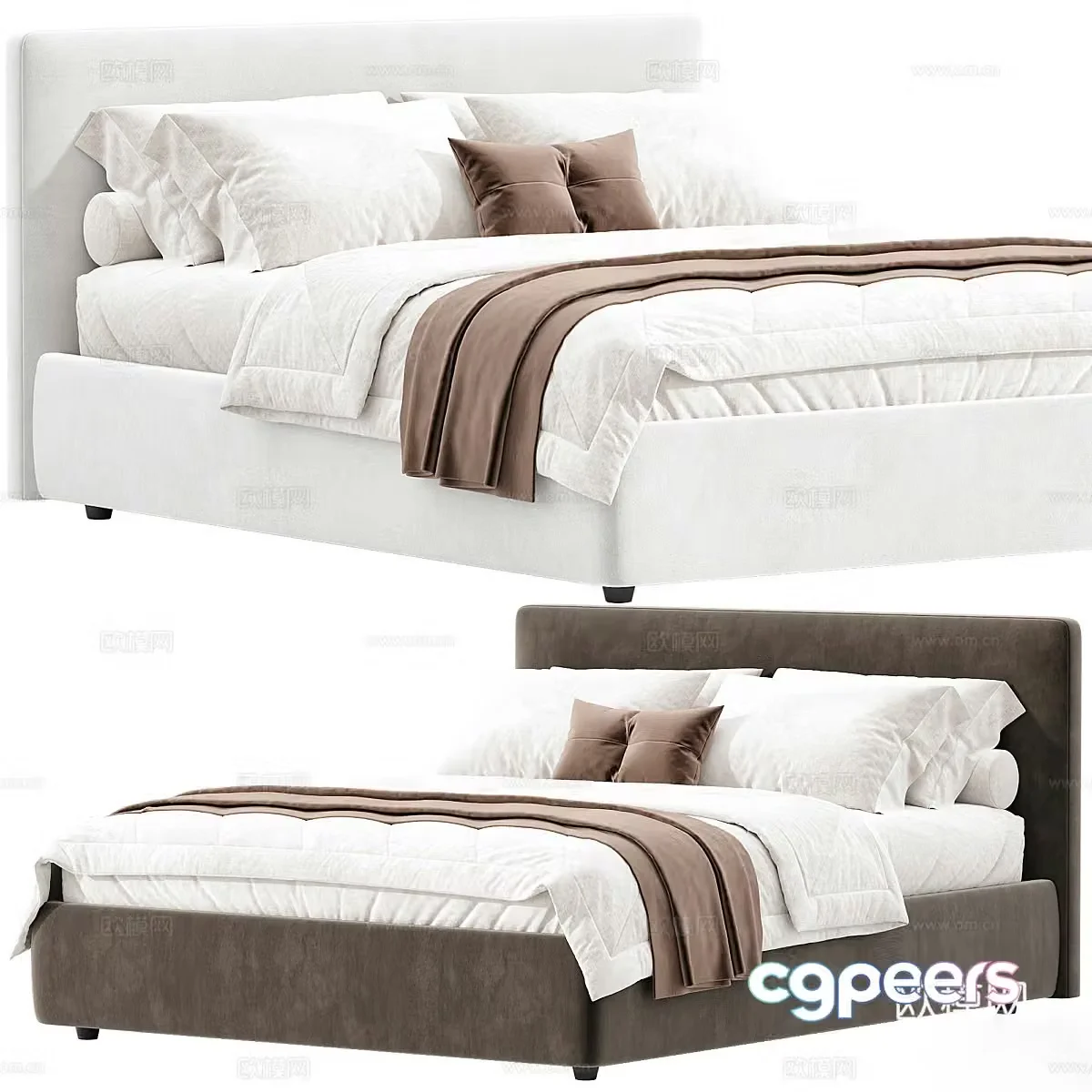Background double bed 3d model