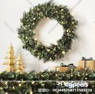 Christmas Wreath 3D Model – 10744 – VRAY Render