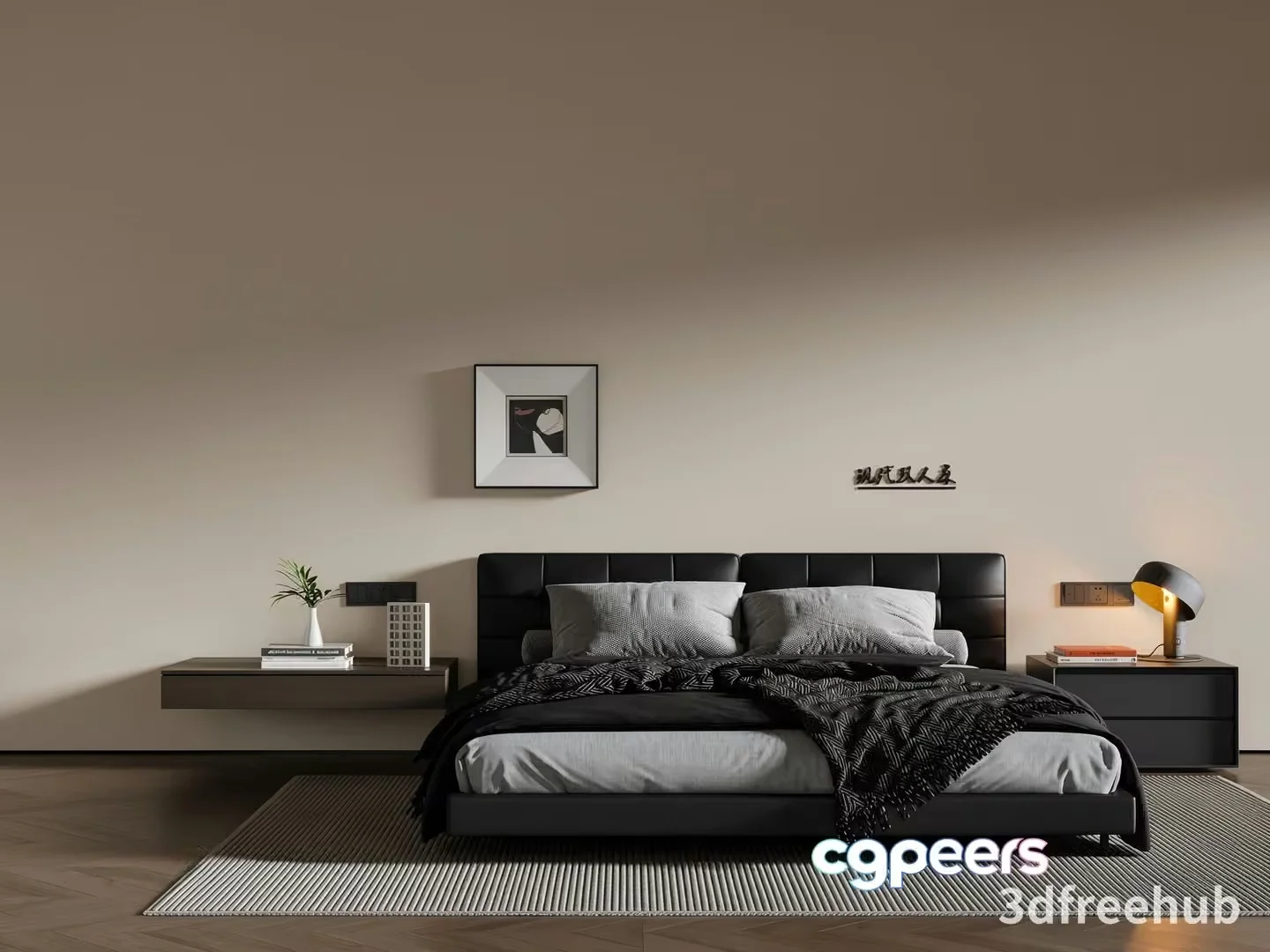 Modern Black Bedroom 3D Model – 15540 – VRAY Render