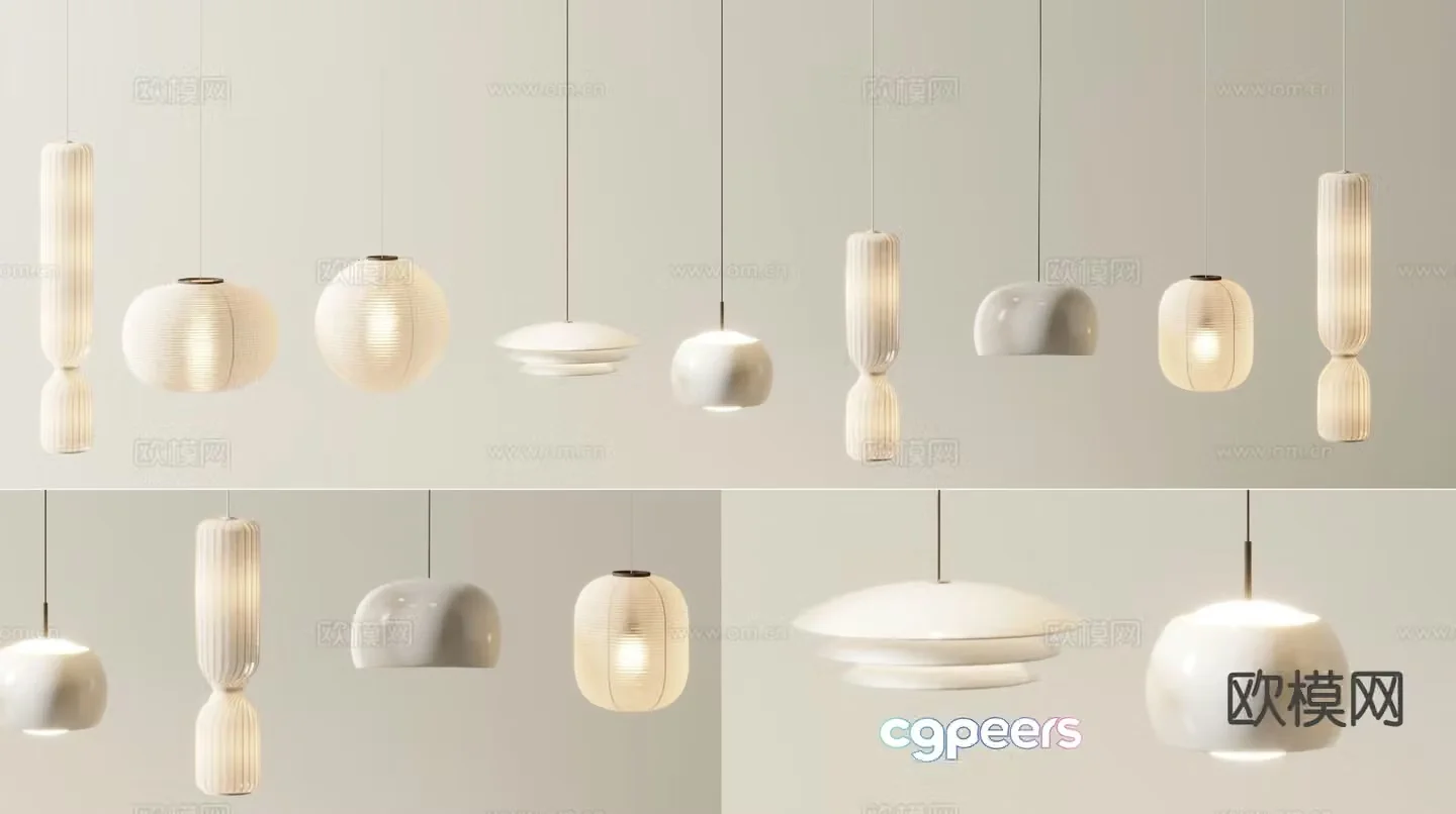 Cream style small chandelier decorative lamp art lamp 3d model