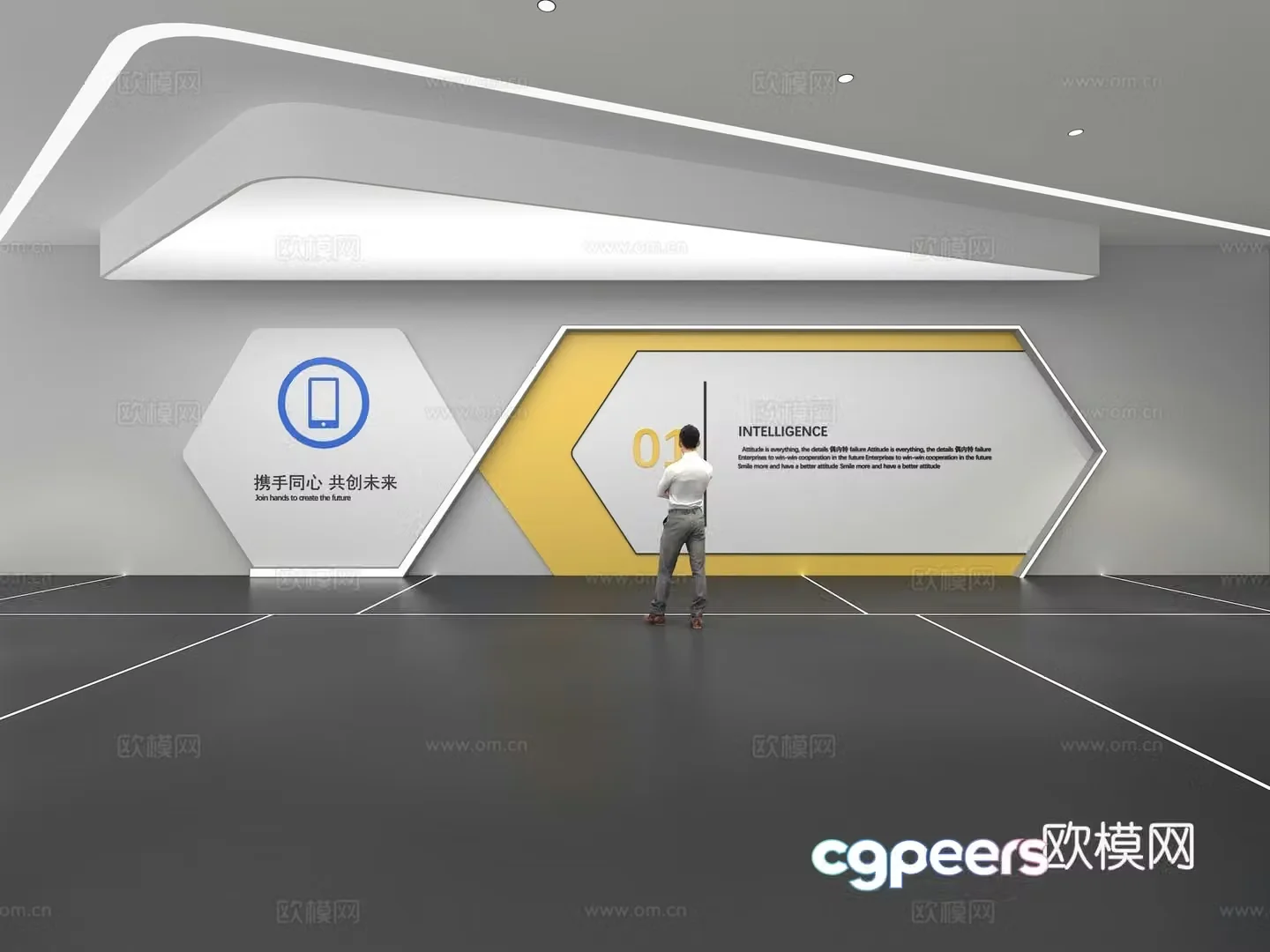 Cultural wall Corporate culture wall Display wall Education Exhibition hall Campus culture Corridor 3D model