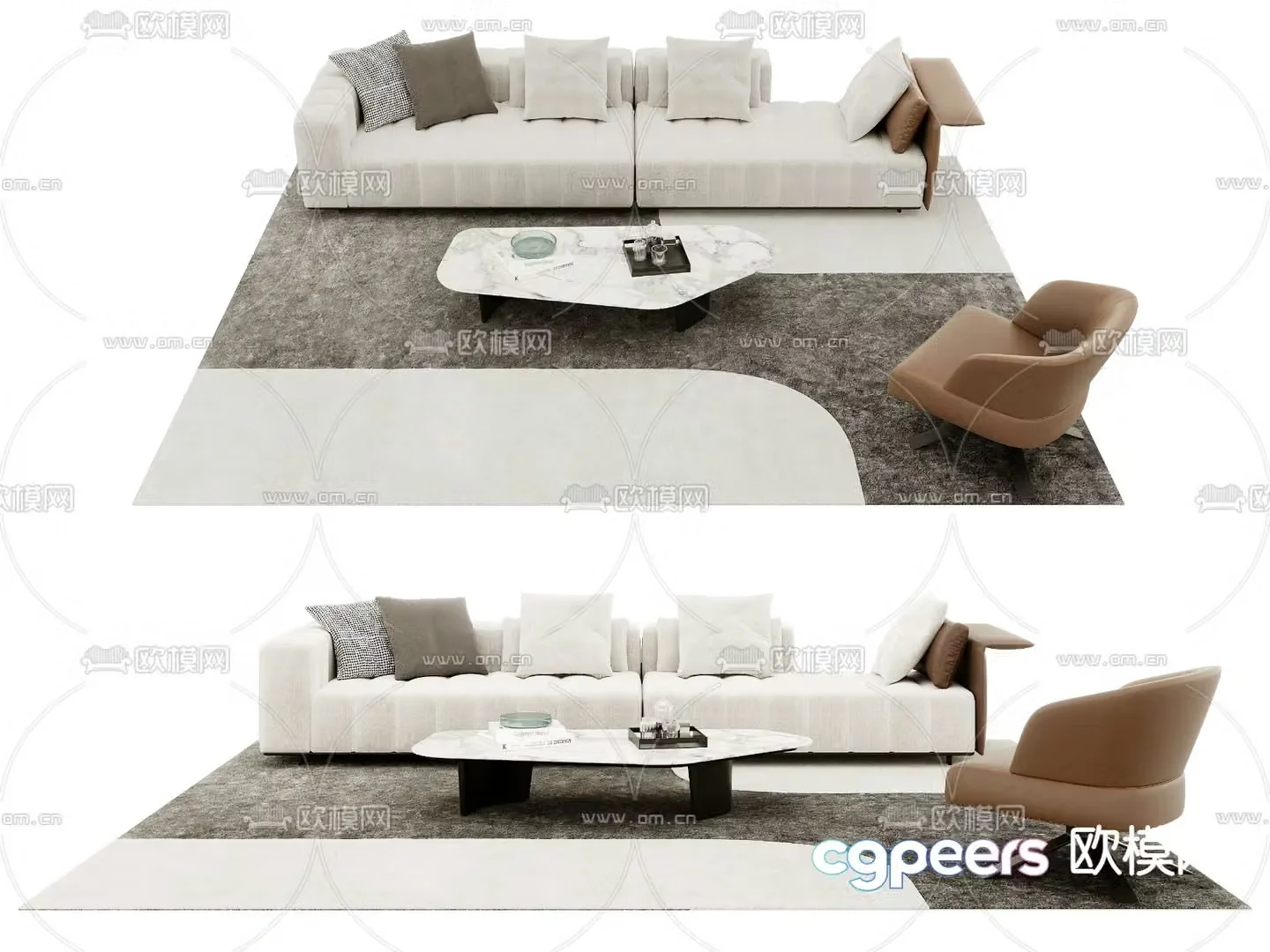 Modern sectional sofa 3d model