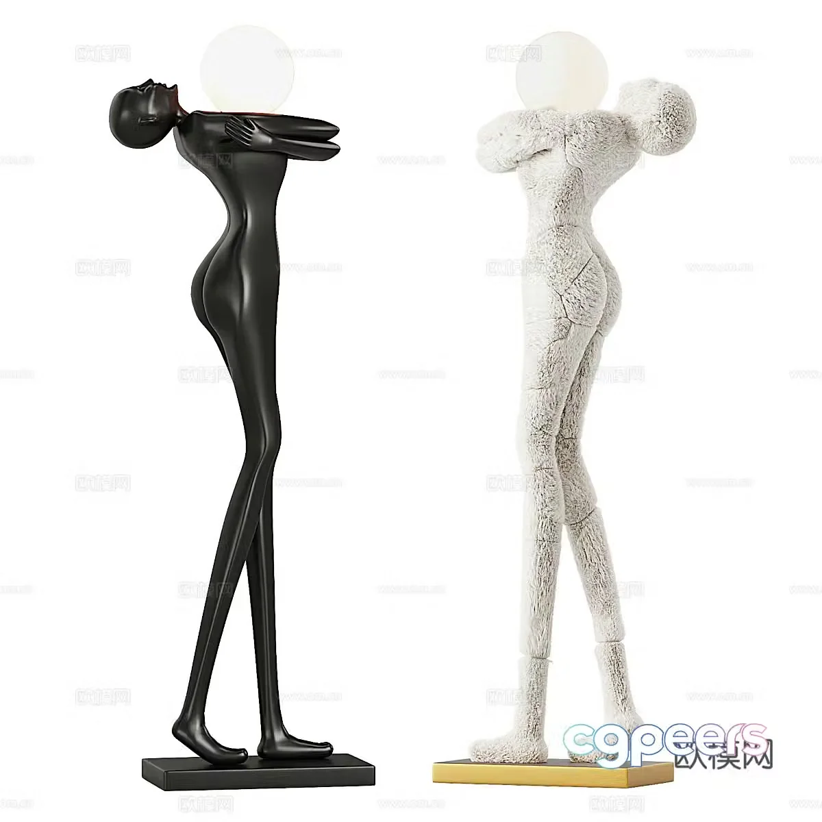 Modern Italian minimalist abstract character sculpture floor lamp 3d model