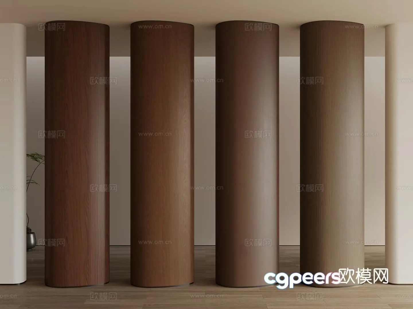 Middle style wall wood veneer walnut cherry oak ash 3d model