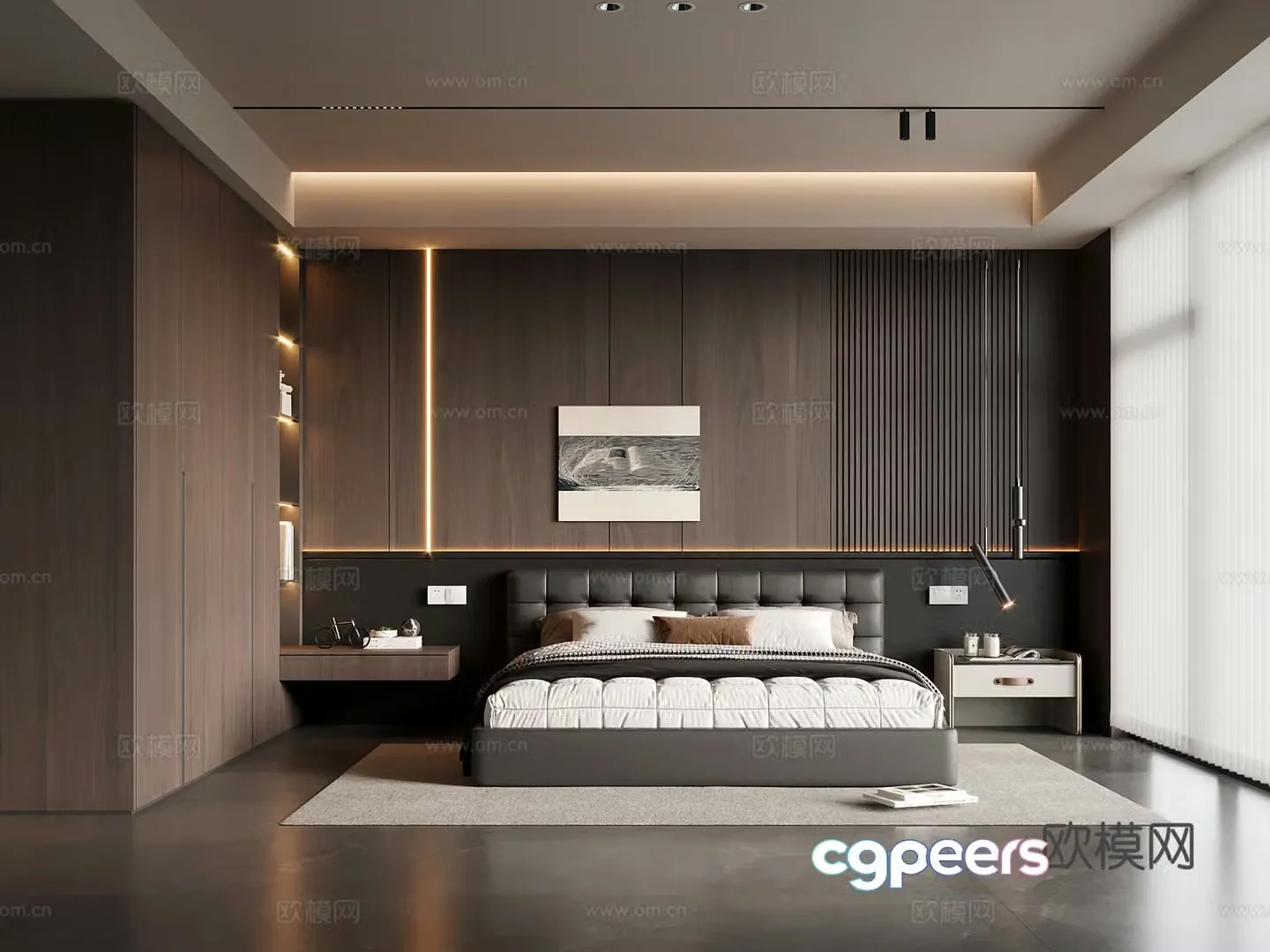 Bedroom Italian minimalist bedroom Master bedroom Double bed Wardrobe 3d model