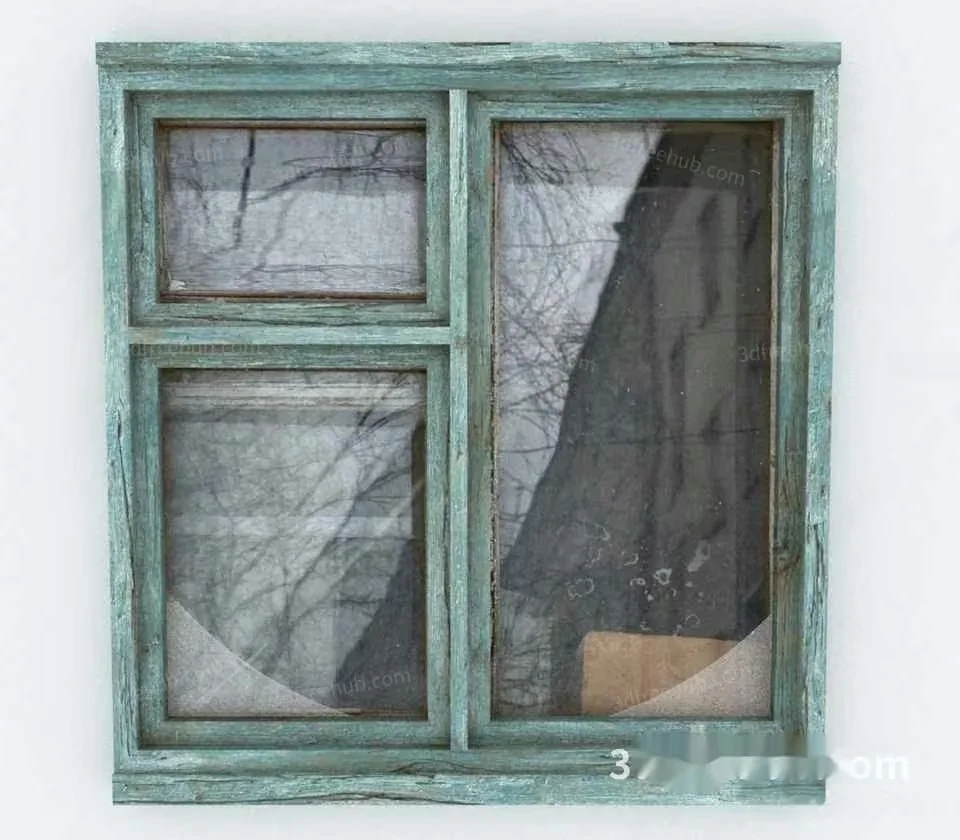 An Old Window With A Worn Distressed Frame 3D Model – 19687 – VRAY Render
