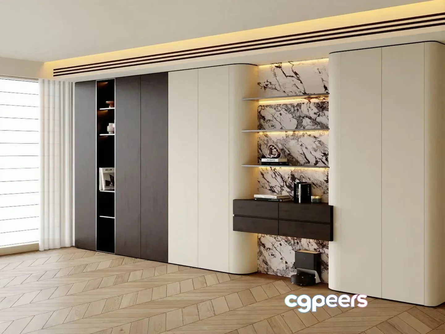 Modern Wall Unit 3D Model – 16672 – CORONA Render