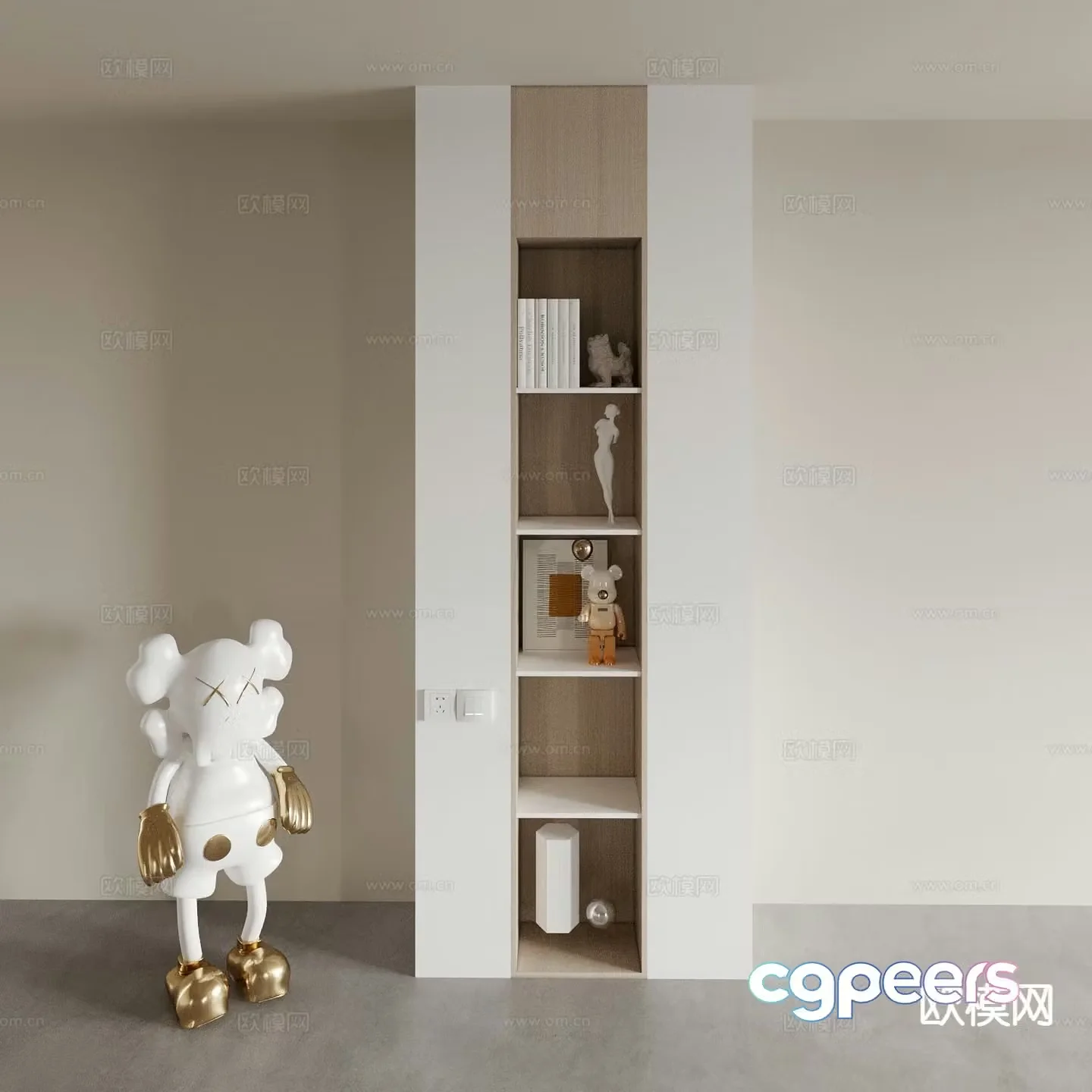 Modern bookcase display cabinet 3d model
