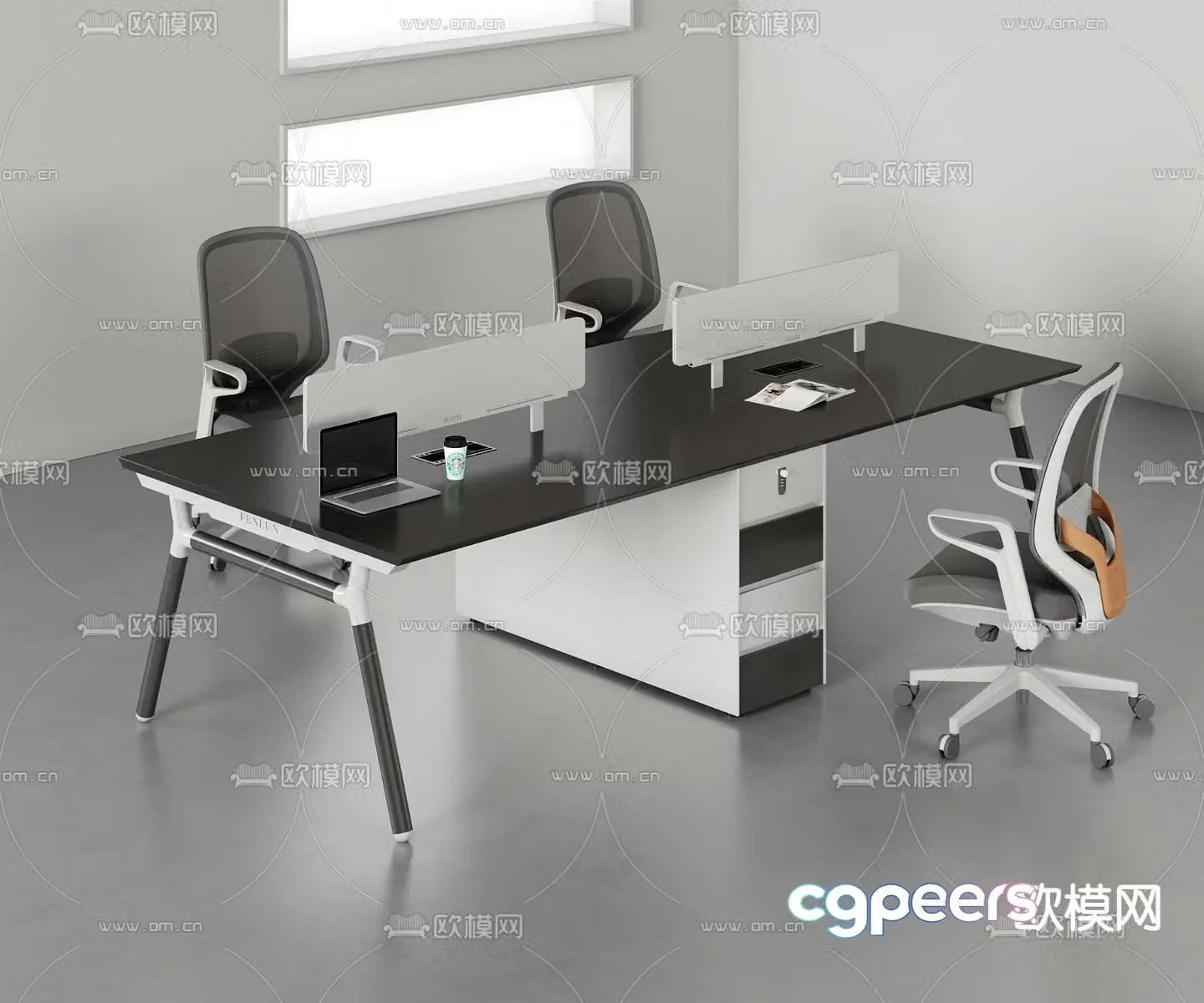 Card space desk work station post 3d model