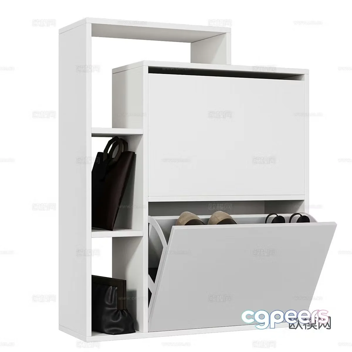 Modern Nordic finished low shoe cabinet 3D model