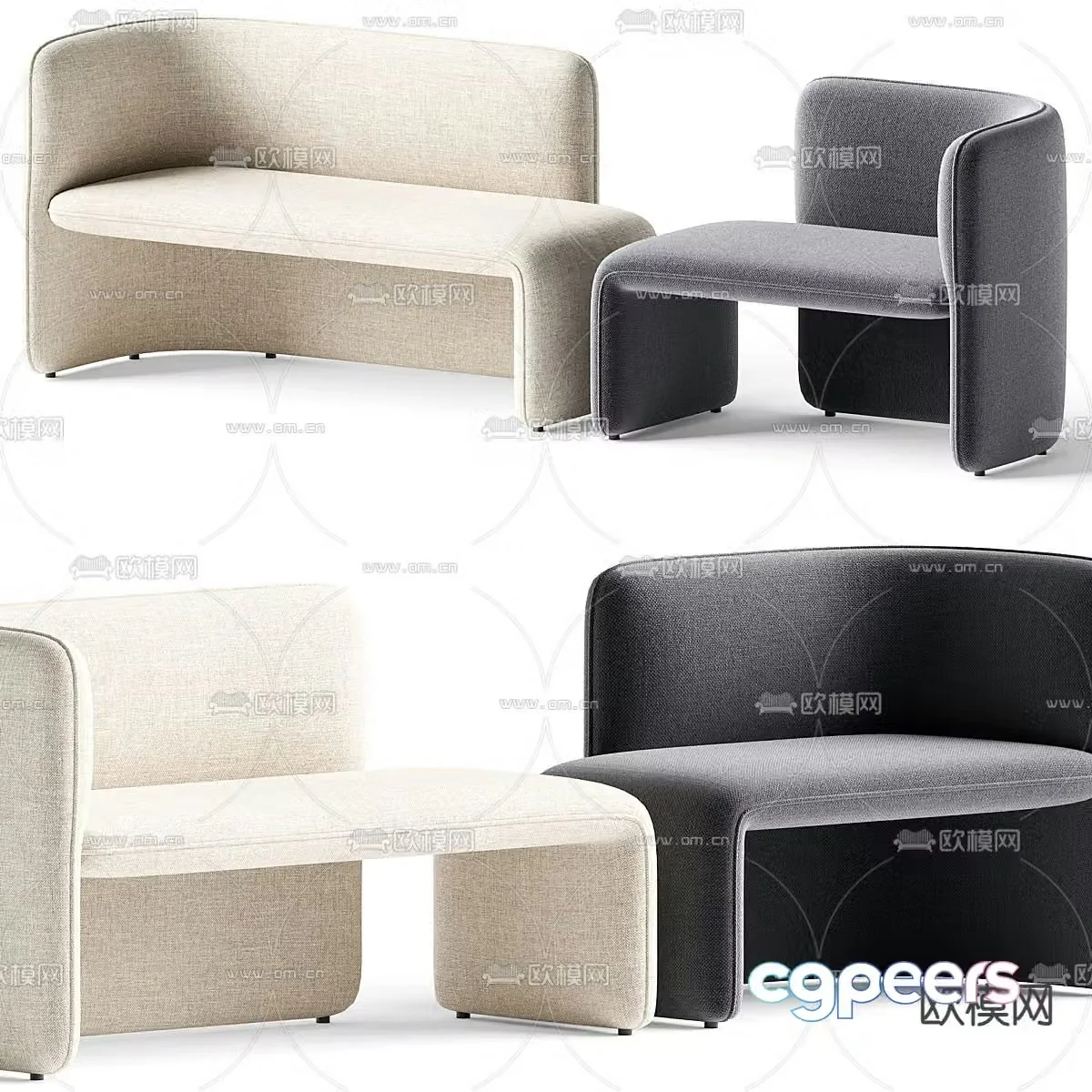 stool bench sofa stool 3d model