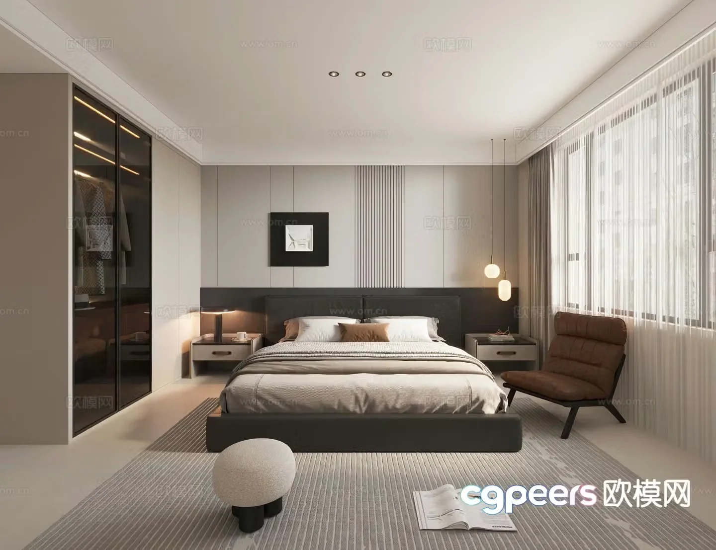 Modern bedroom master bedroom 3d model