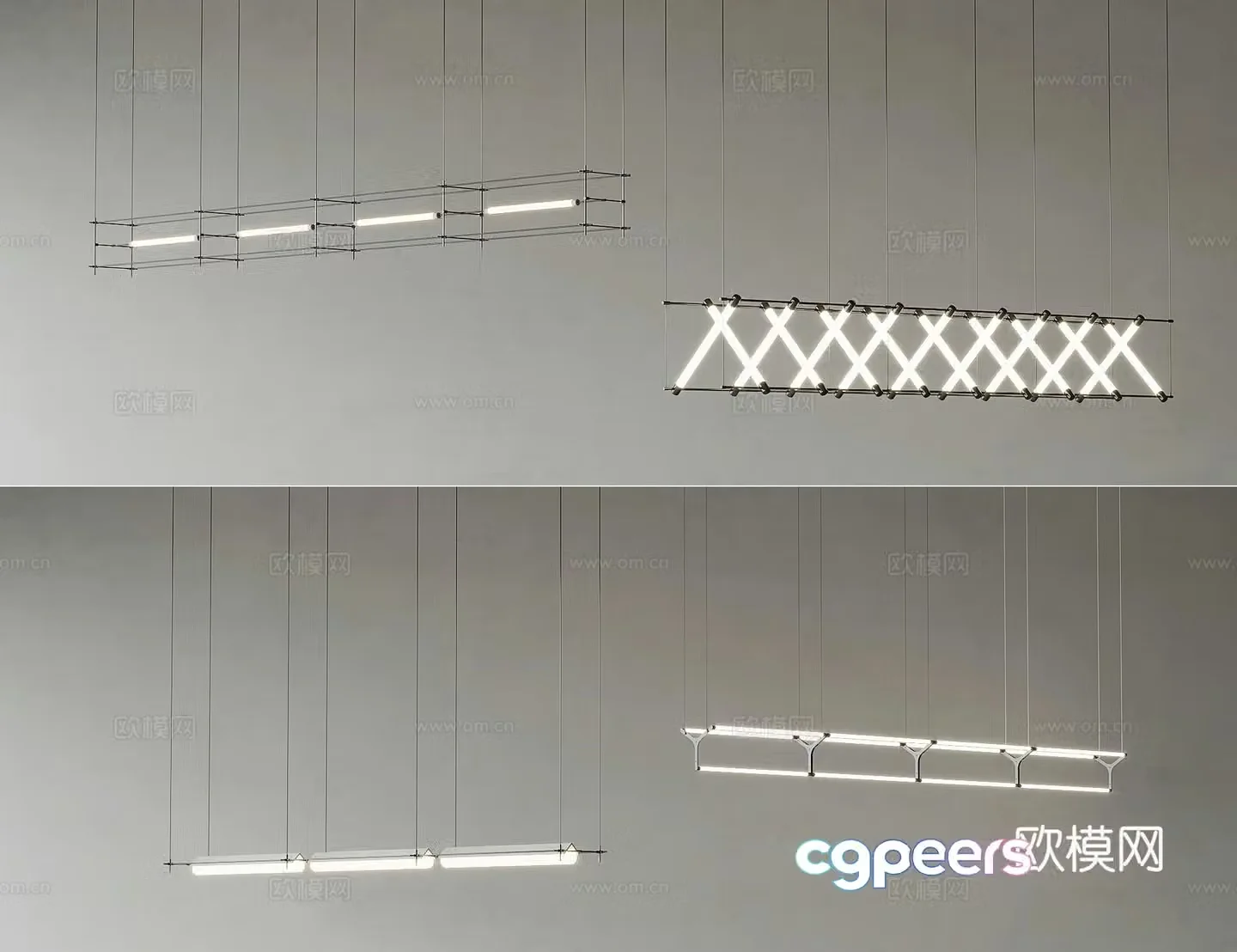 Modern decorative chandeliers stool lights long chandeliers 3D model