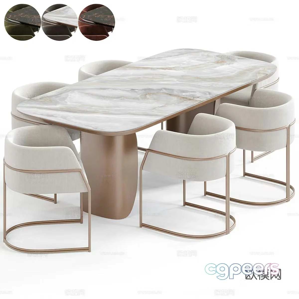 Modern light luxury Amgrades dining table and chair 3D model
