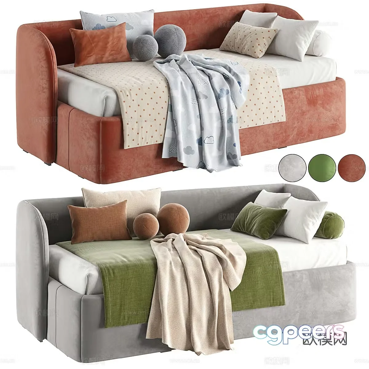 Three-person sofa 3d model