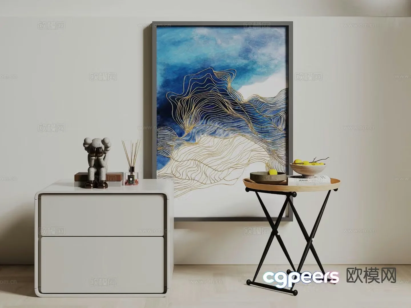 Modern bedside table 3d model