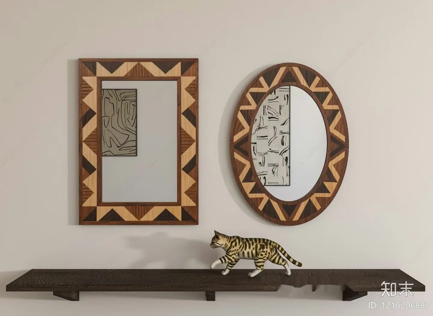 A Wooden Cat On A Shelf 3D Model – 15068 – VRAY Render