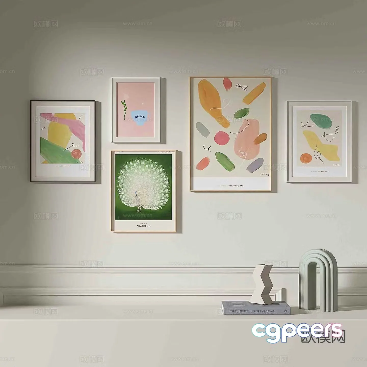 Modern abstract painting decorative painting 3d model