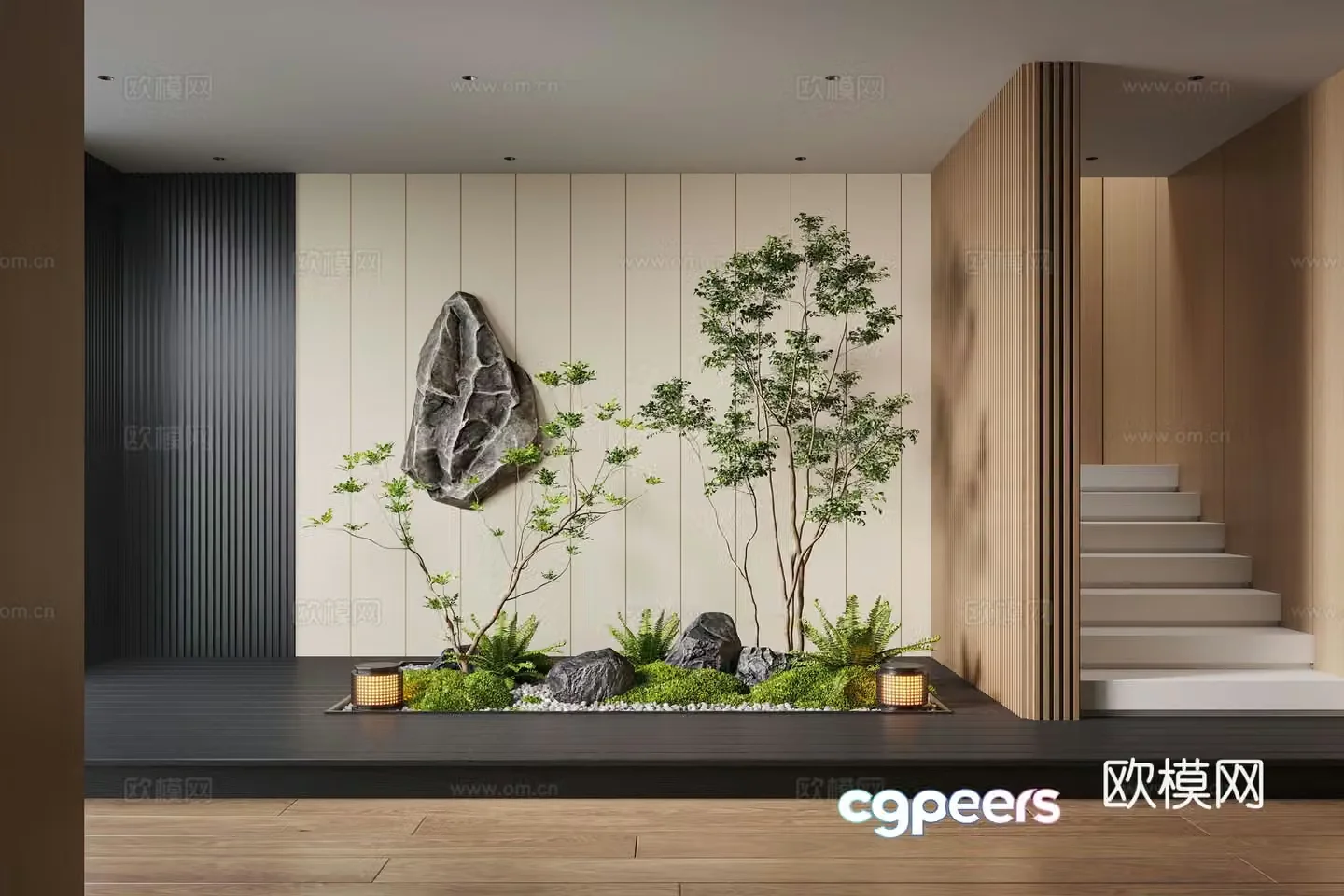 Modern interior landscape landscaping moss landscape landscape sketch plant landscape landscape stone 3d model