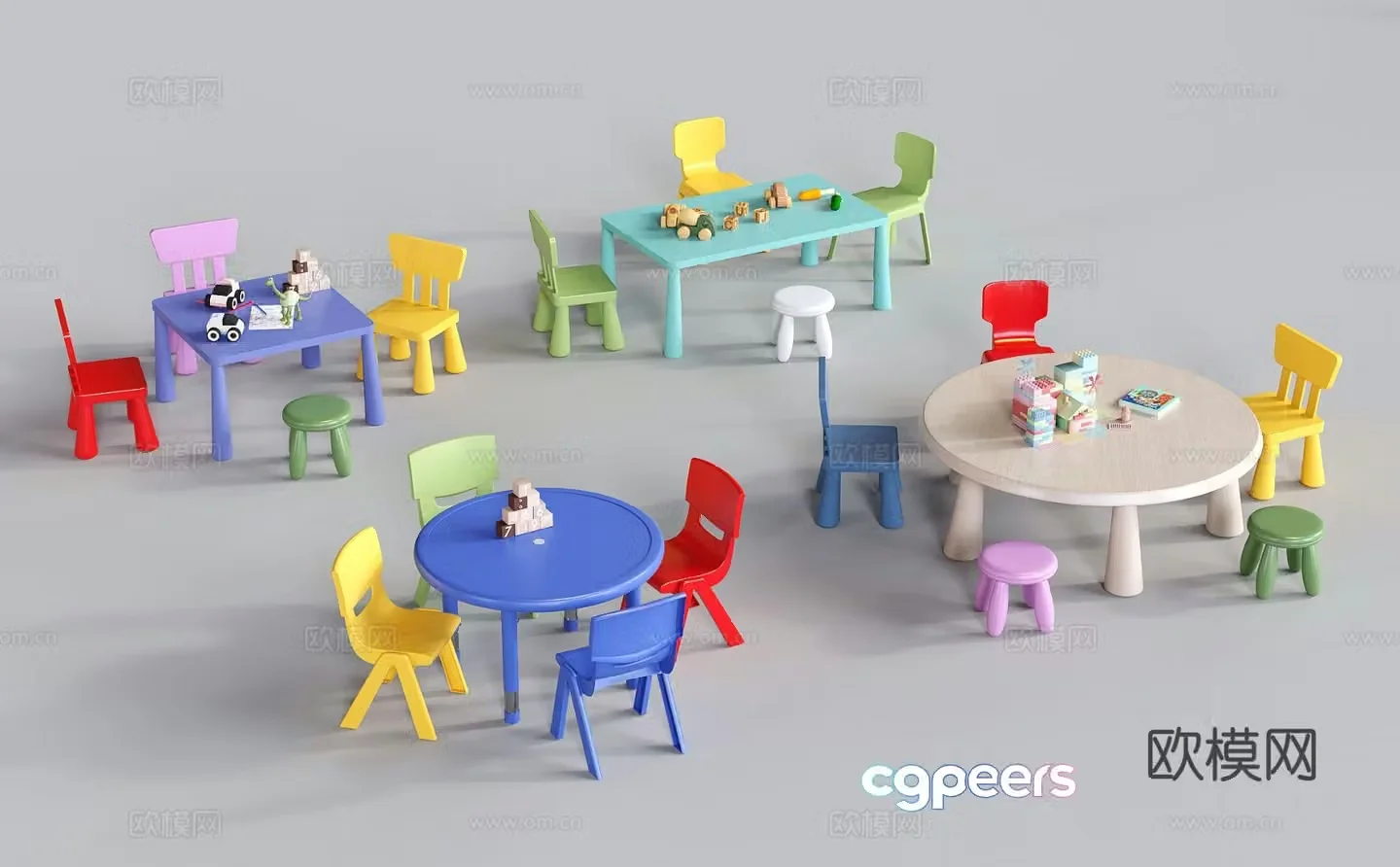 Children’s tables and chairs game tables and chairs 3d model