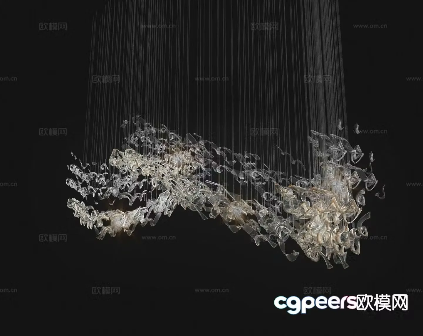 Modern art crystal chandelier 3d model