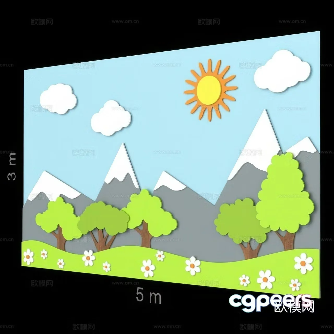 Children’s painting wall decoration 3d model