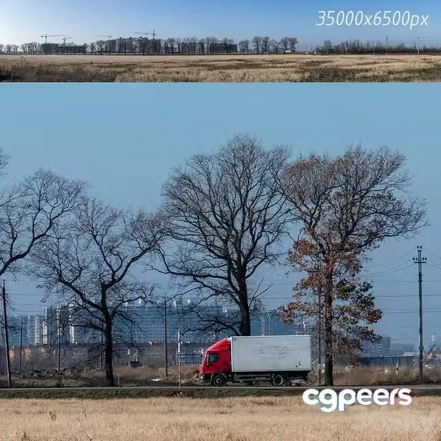 3ds Max Free – Countryside panorama of new buildings and trees