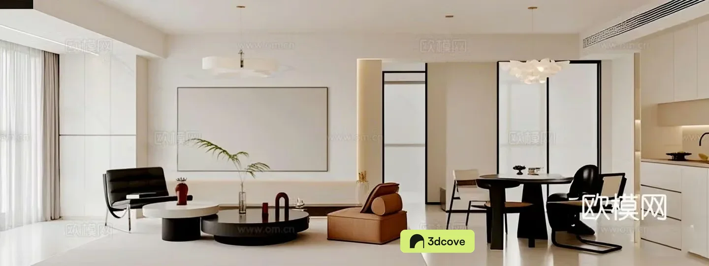 Modern minimalist living restaurant