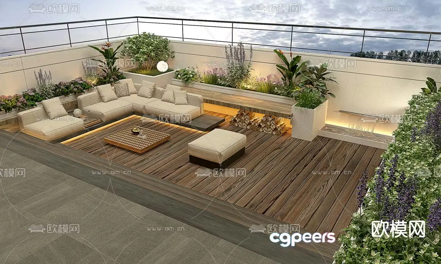 Roof Garden Balcony Landscape 3d model