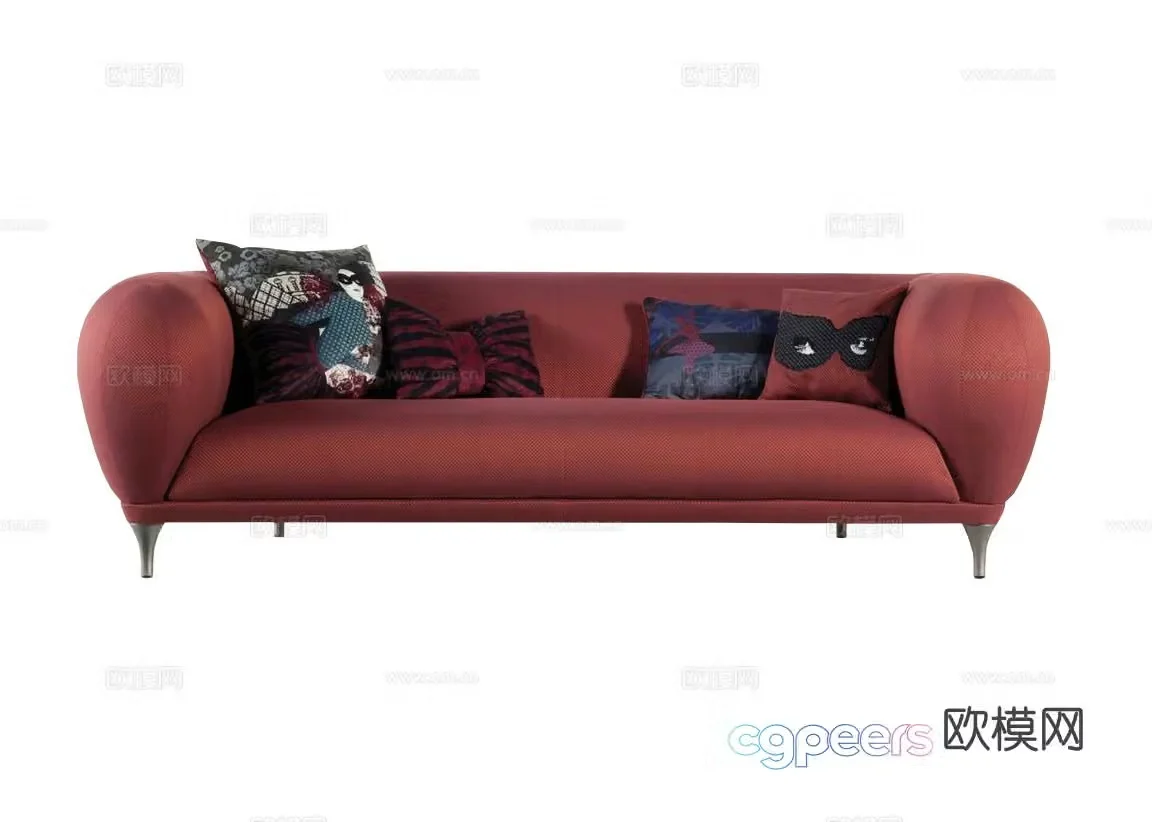 roche bobois double sofa 3d model