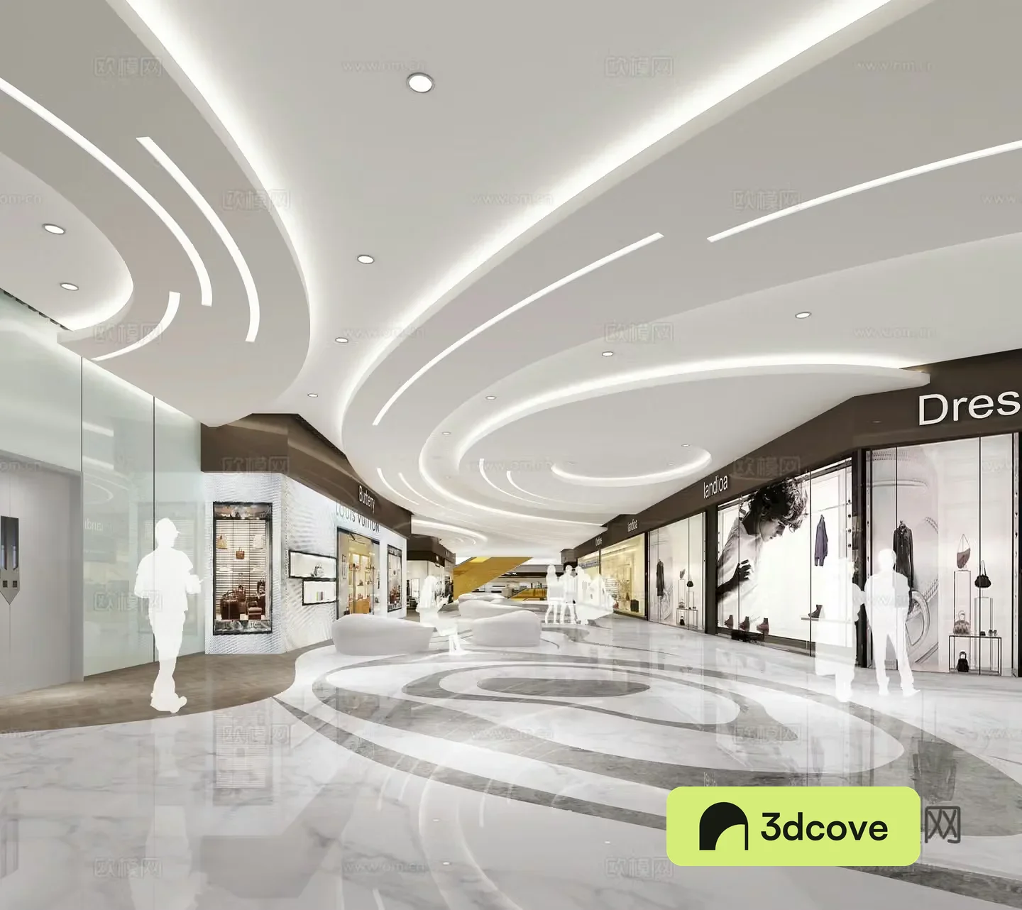 Modern shopping mall atrium
