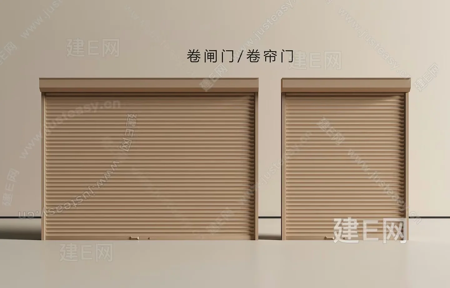 The Image Features Two Tan Blinds 3D Model – 3436 – VRAY Render