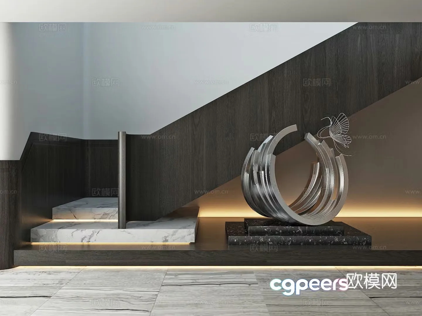 Stairwell beautiful palace handrail installation sculpture landscaping 3D model