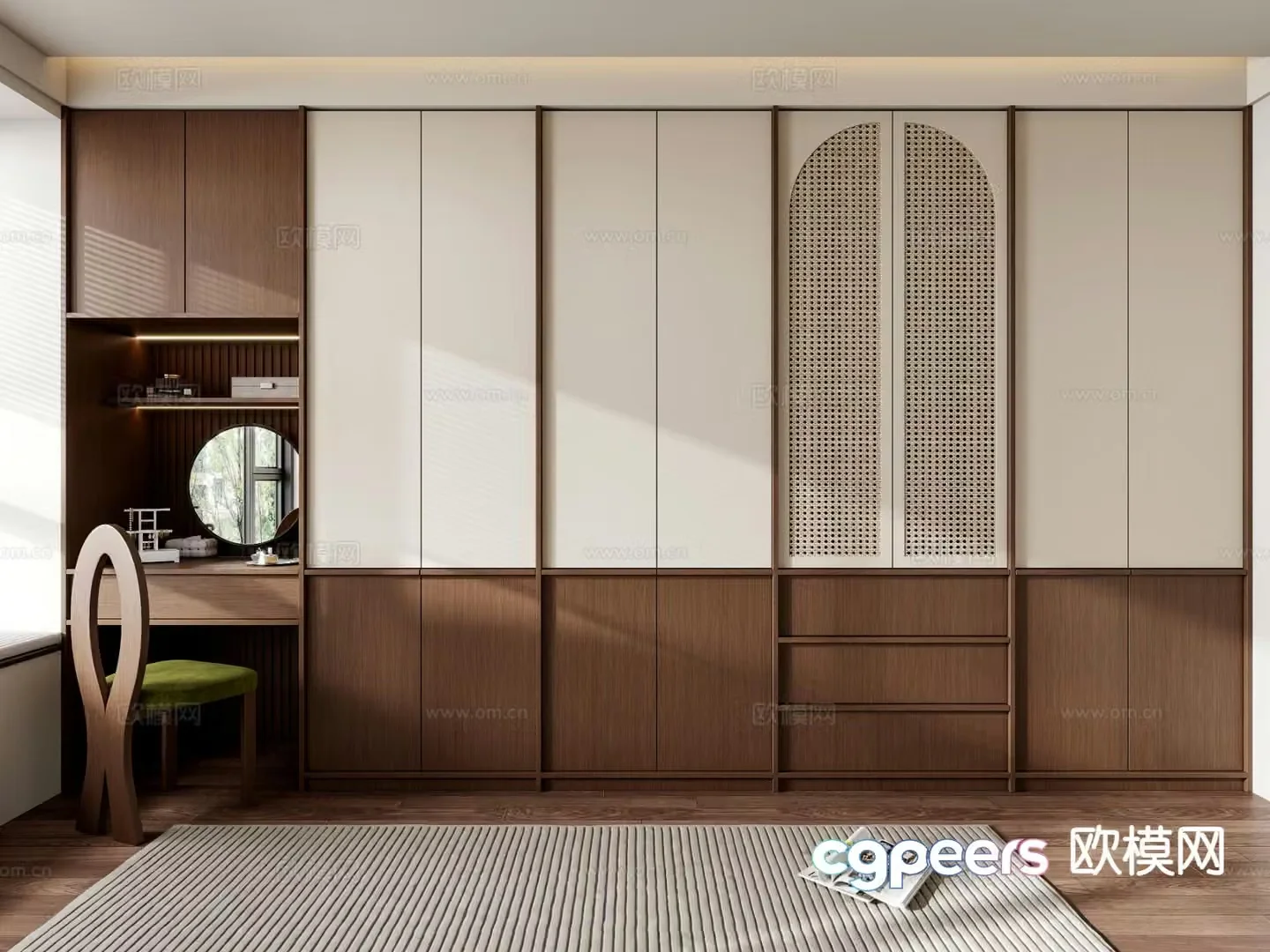 Medieval style wardrobe dresser integrated cabinet 3d model
