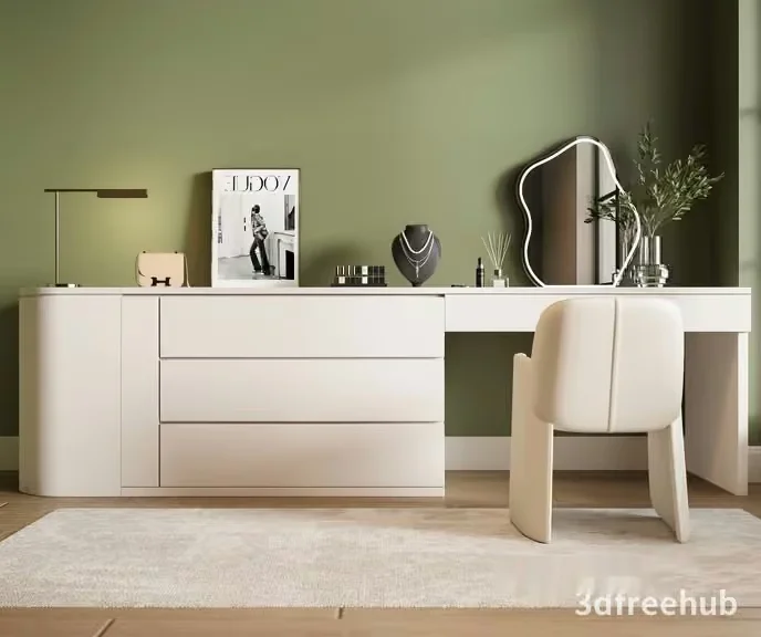 Modern White Desk 3D Model – 20514 – VRAY Render