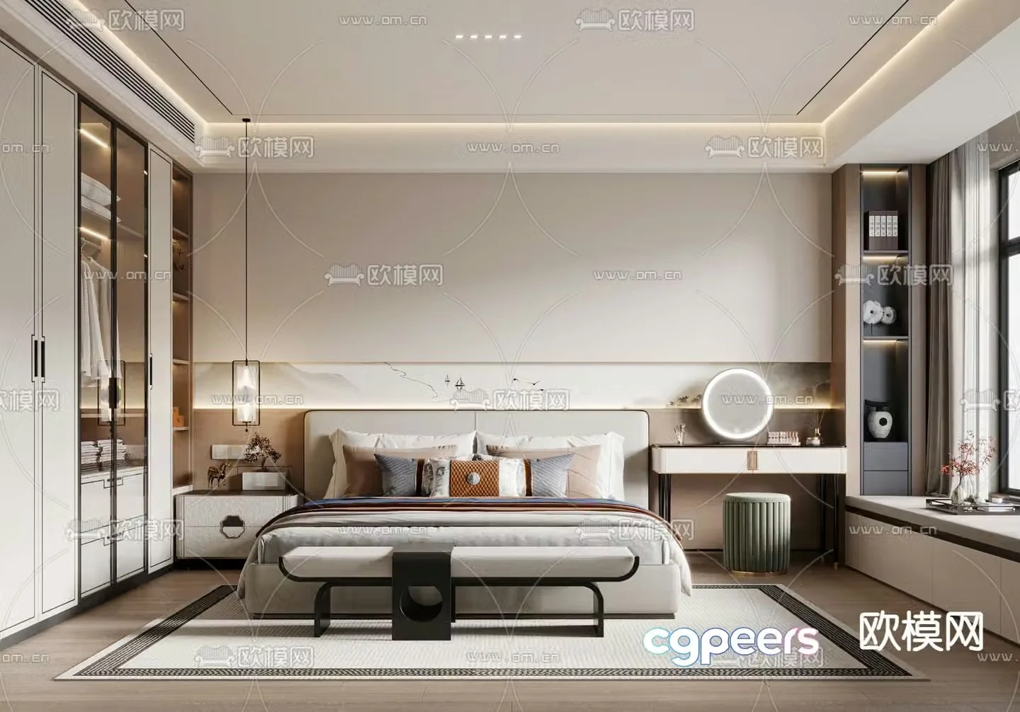 New Chinese style bedroom master room 3d model