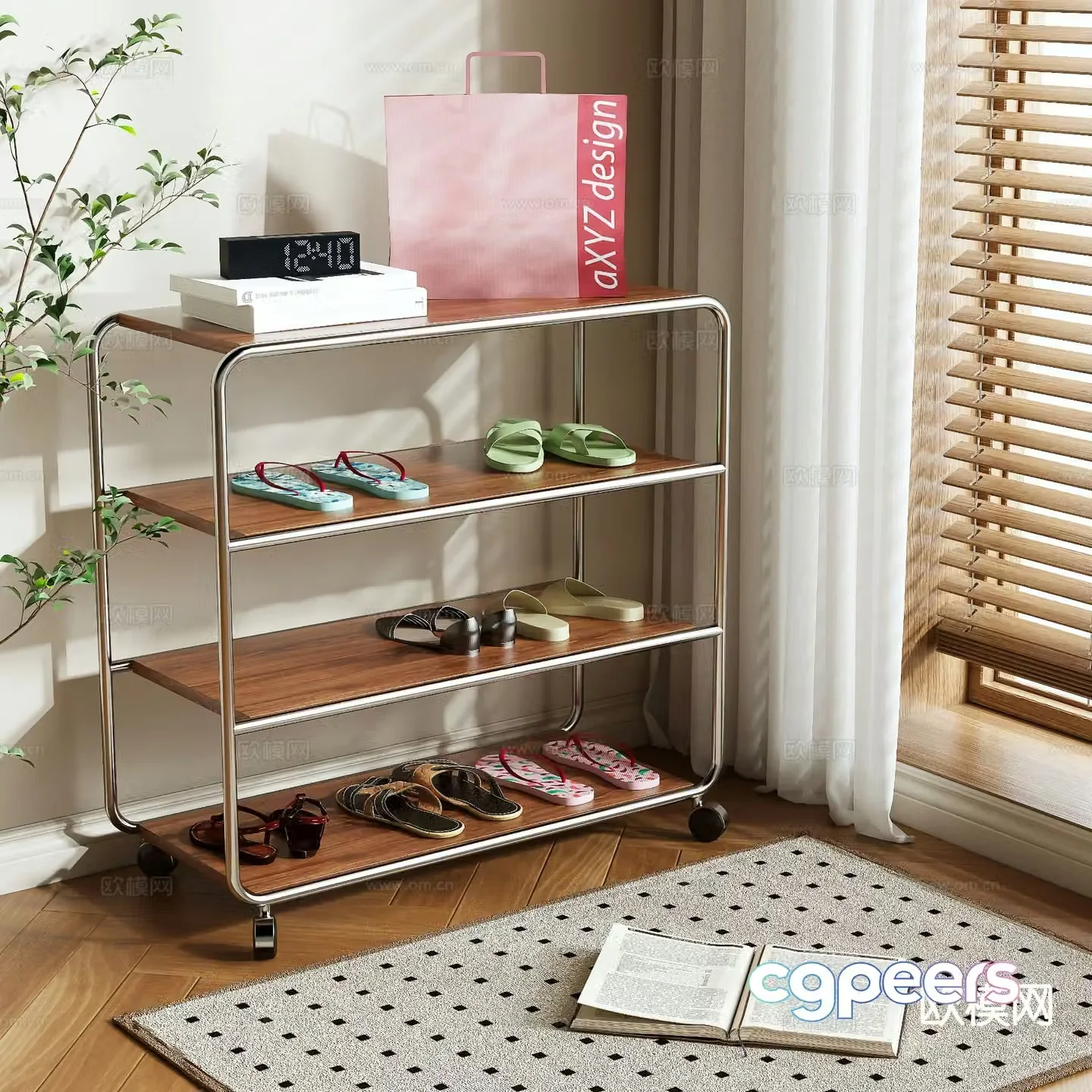 Modern shoe rack 3d model