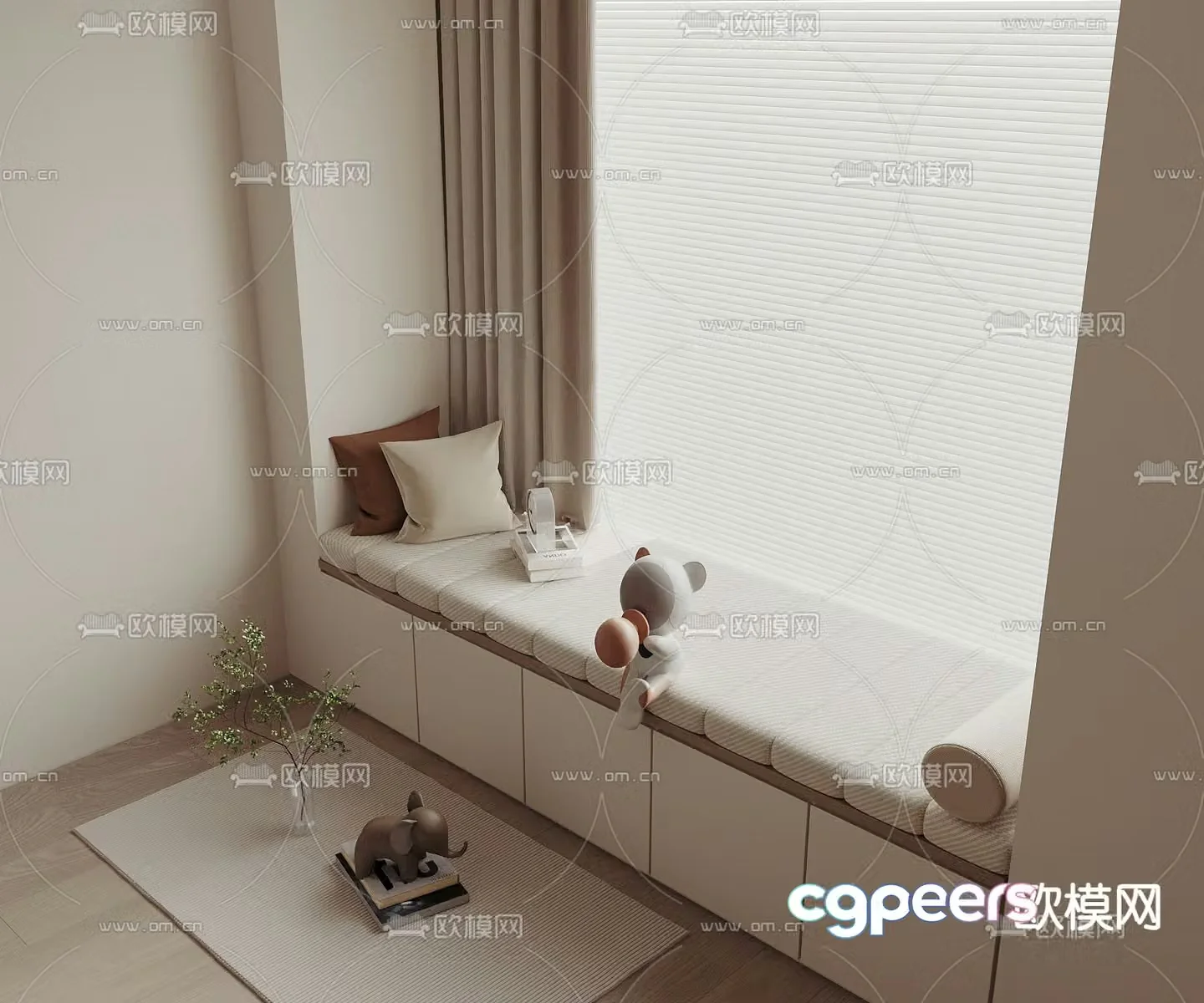 Modern bay window cabinet bay window sill 3D model